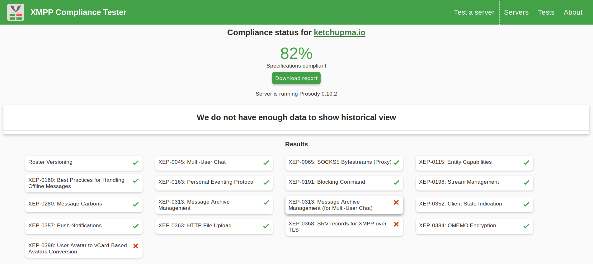 result xmpp compliance